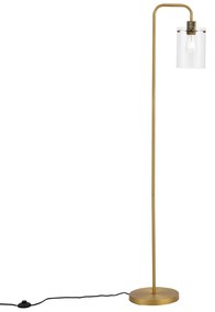 Designerska lampa podłogowa brązowa z przezroczystym szkłem - Domo