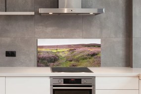 Szkło do Kuchni na Ścianę Morze Fioletowych Wrzosów