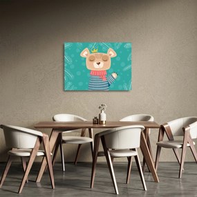 Obraz na szkle - Machający niedźwiadek (70x50 cm)