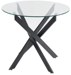Stół okrągły 2-osobowy ze szkła hartowanego i metalu czarnego – transparentny – COSIMA