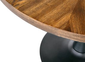 Nowoczesny okrągły stół z czarną nogą Carma 100 cm z blatem MDF w kolorze naturalnego drewna