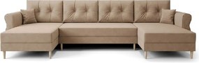 Rozkładana sofa narożna w kształcie U SILVIANO 300x140 cm, beżowa + 2 poduszki GRATIS