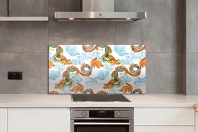 Szkło do Kuchni na Ścianę Tradycyjne Smoki Japońskie