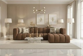 Narożnik w kształcie L GRAND 318 cm, tkanina Salvador, Ciemnobrązowy, Prawy