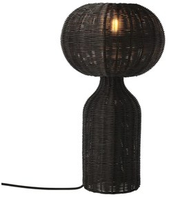 Czarna lampa stołowa z rattanowym kloszem (wysokość 43 cm) Werna – Villa Collection