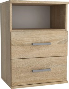Szafka Nocna NOCTA - Dąb sonoma / Front Dąb sonoma / Wysokość 65.5 cm / 2 szuflady