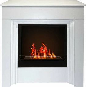 Biokominek stojący BELLINI z białego drewna, wyprodukowany we Włoszech, dł. 96 x gł. 35 x wys. 96