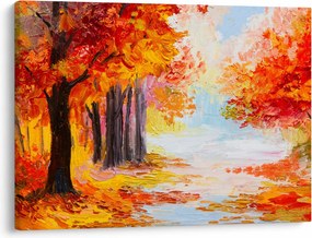 Obraz - Obraz olejny, kolorowa jesień (70x50 cm)