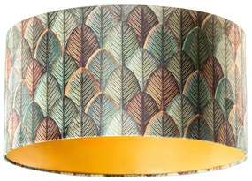 Abażur welurowy z wzorem liści i złotym wnętrzem 50/50/25