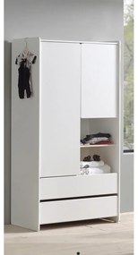 Biała szafa dziecięca Vipack Kiddy, 90 x 180 cm
