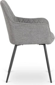 Zestaw Stół Prostokątny Rozkładany HAMPTON 160-240 cm Dąb/Czarny i 4 Krzesła Tapicerowane BRESSO 2 Szare