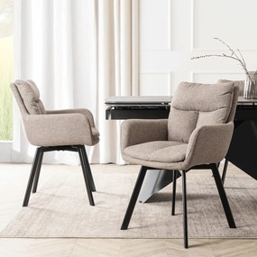 Krzesło Tapicerowane Obrotowe do Salonu CORTADO Brązowe Nowoczesne