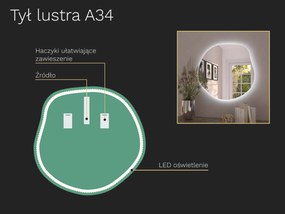 Organiczne lustro LED z oświetleniem A34 70x68