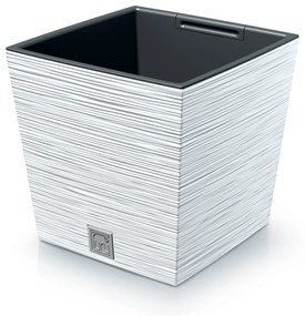 Donica ogrodowa kwadratowa Furu Square Low 29 cm biały PROSPERPLAST