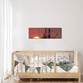 Obraz - Średniowieczny statek (z zegarem) (90x30 cm)