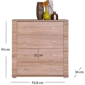 Komoda z Szufladami Drewniana do Salonu COREA 93 cm Dąb Sonoma Nowoczesna