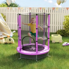AIYAPLAY Trampolina dla dzieci z siatką bezpieczeństwa, do użytku wewnętrznego i zewnętrznego, 3-6 lat, Fioletowy