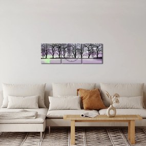 Obraz - Łodka na jeziorze (z zegarem) (90x30 cm)
