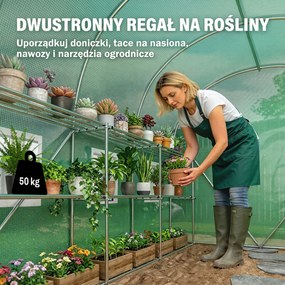 Outsunny Szklarnia ok. 2,7 x 2 x 2 m tunel foliowy z półkami, rolowane drzwi na zamek błyskawiczny, 6 okien siatkowych, wsporniki | Aosom PL