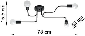 Czarna industrialna lampa sufitowa 4-ramienna - A626-Brif