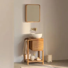 Zestaw Mebli Łazienkowych Z Drewna Tekowego Bradley Nieregularna Z Biały Cementu ↔︎40 - Sklum