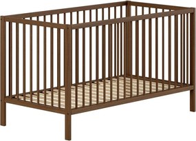 Brązowe łóżeczko z litego drewna bukowego ze zdejmowanym bokiem/z regulowaną wysokością 70x140 cm Dino – Vipack