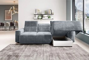 Narożnik COLOMBO Mini Prawostronny z elektryczną funkcją spania pojemnikiem PALLADIUM 15 Szary WERSAL