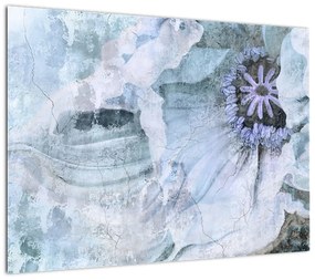 Obraz - Kwiatowy fresk na ceglanej ścianie (70x50 cm)
