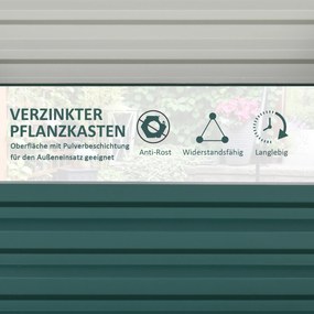 Outsunny Ogród Podwyższone Łóżko Ogrodowe z Stalową Obudową Zielone 120x120x30cm Idealne dla Roślin | Aosom PL