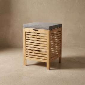 Bambusowy kosz na pranie z siedziskiem DISA, 40 l