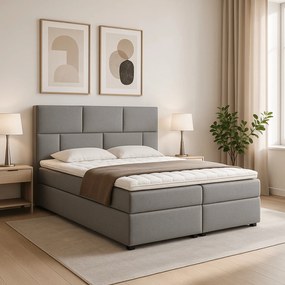 Łóżko Kontynentalne Tapicerowane FLORENCE 165x210 z Pojemnikiem Jasnoszare