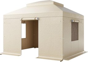 Pokrowiec na Altankę Zima SucceBuy, 3,05 x 3,65 m, Pokrycie na Altankę z Podwójnym Sztywnym Dachiem, z Bocznymi Ściankami, Oknami z Siatki