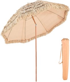 Hawajski Parasol SucceBuy, Uchylny Egzotyczny Parasol 2,4 m ze Strzechą PP, 8 Metalowych Żeber, na Plażę, Patio, Basen, do Ogrodu