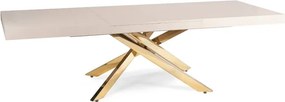 Stół Prostokątny Rozkładany HAMPTON 160-240 cm Kaszmir/Złoty do Jadalni Glamour