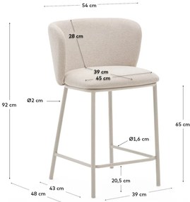 Beżowy hoker (wysokość siedziska 65 cm) Ciselia – Kave Home