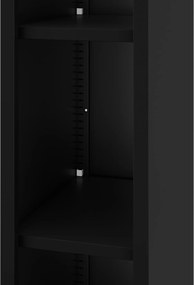 Regał metalowy wąski, archiwizacyjny na dokumenty czarny: TIM 250 x 1850 x 400 mm