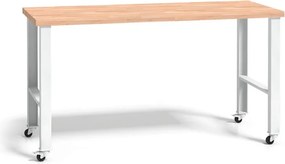 Stół warsztatowy G3 z drewnianym blatem, regulowane nogi z kółkami, 2000mm
