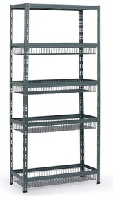 Regał półkowy z koszami, 1954 x 900 x 400 mm, nośność 175 kg, 1 półka + 4 kosze