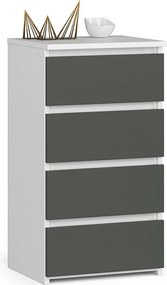Komoda AKORD CL4 Biała 40 cm 4 szuflady kolor Grafit Szary mat 40x35x74 cm