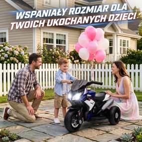 HOMCOM Elektryczny motocykl dla dzieci, z światłami i dźwiękami, 3 km/h, ładowany, plastik i metal, Niebiesko-Czerwony