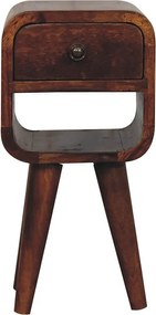 Artisan Furniture Ekstra mini niska zakrzywiona szafka nocna z litego drewna kasztanowego