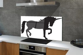 Panel szklany do Kuchni Mistyczny Czarny Jednorożec