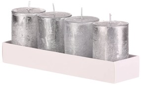 Zestaw świec adwentowych srebrnych, 4 szt.,parafina, 8 cm
