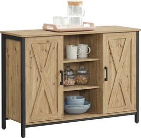 Komoda loftowa dwudrzwiowa z półkami 100 cm Faro 015, dąb Artisan