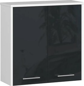 Wisząca szafka łazienkowa biały + grafit połysk W2-T69