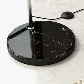 HOMCOM Łukowa lampa stojąca, regulowana, z przełącznikiem nożnym, podstawa imitującą marmur, 170-180cm, Srebrny/Czarny