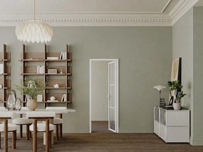 Drzwi z ościeżnicą odwracalne z Aluminium i szkła hartowanego Teksturowanego - W204 x S73 cm - Biały MASERU