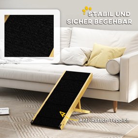 PawHut Rampa dla Zwierząt, Regulowana, 4-stopniowa, Antypoślizgowa, Składana, Drewno Sosnowe, dla Psów do 15 kg