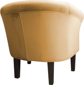Fotel Milo tkanina Welur wygodny fotel tapicerowany do salonu i sypialni : Kolor nogi - Venge, Kolor tkaniny - VELVET - MG15, Wysokość nogi - 20 cm