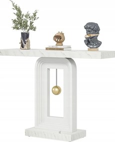 Stolik konsolowy do przedpokoju, 100 cm, stolik z nadrukiem marmurowym do przedpokoju z podstawą wahadłową